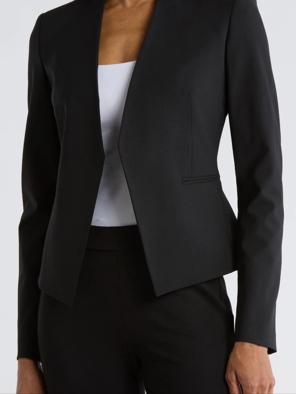 Theory Lanai Open Front Stretch Wool Blazer Black Size 6 Career Office Jacket